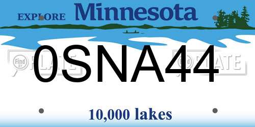 0SNA44 Minnesota License Plate