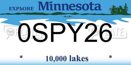 0SPY26 Minnesota License Plate