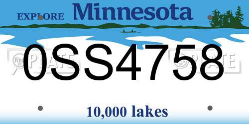 0SS4758 Minnesota License Plate