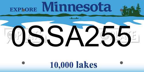 0SSA255 Minnesota License Plate