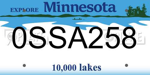 0SSA258 Minnesota License Plate
