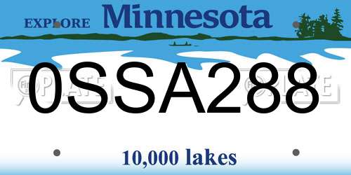 0SSA288 Minnesota License Plate