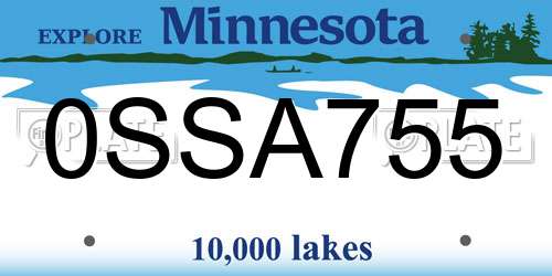 0SSA755 Minnesota License Plate