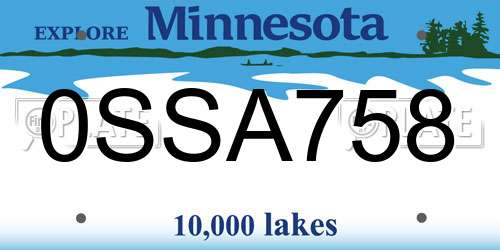 0SSA758 Minnesota License Plate