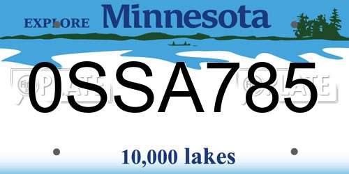 0SSA785 Minnesota License Plate