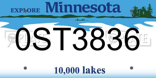 0ST3836 Minnesota License Plate