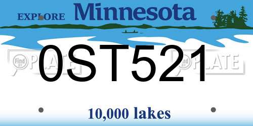 0ST521 Minnesota License Plate