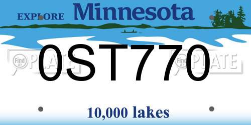 0ST770 Minnesota License Plate