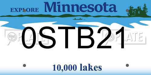 0STB21 Minnesota License Plate