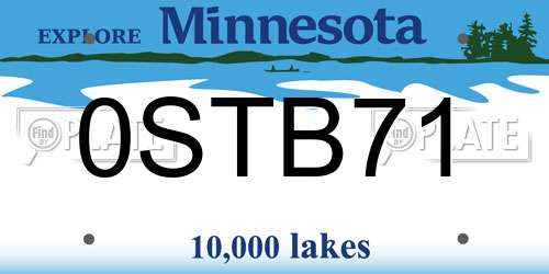 0STB71 Minnesota License Plate