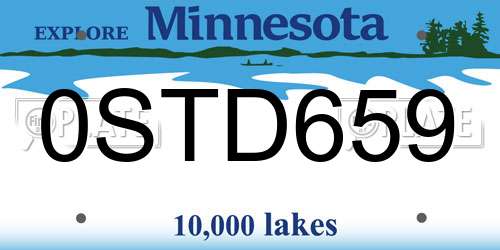 0STD659 Minnesota License Plate