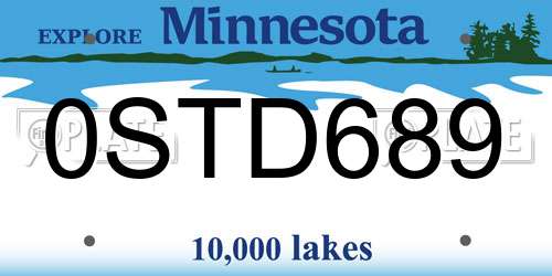 0STD689 Minnesota License Plate