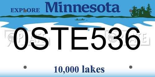 0STE536 Minnesota License Plate