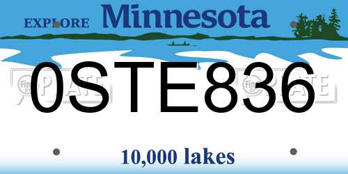 0STE836 Minnesota License Plate