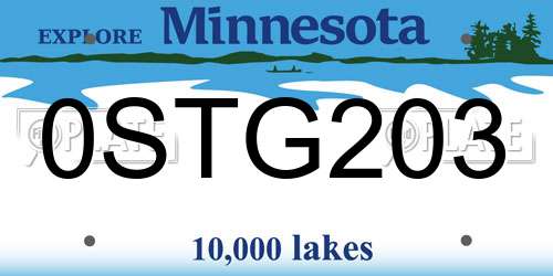 0STG203 Minnesota License Plate