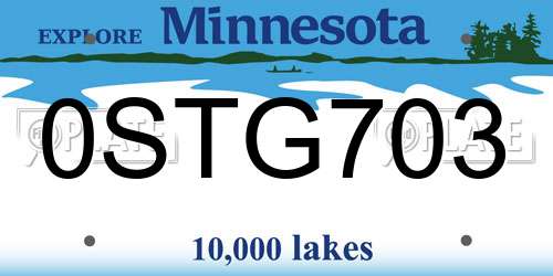 0STG703 Minnesota License Plate