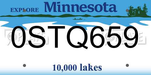 0STQ659 Minnesota License Plate