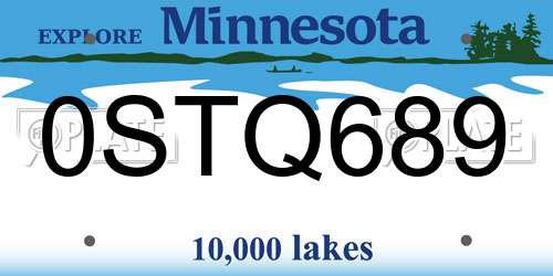 0STQ689 Minnesota License Plate