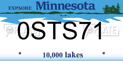 0STS71 Minnesota License Plate