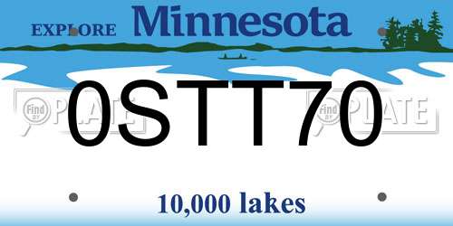 0STT70 Minnesota License Plate
