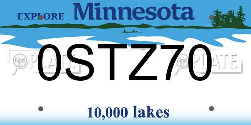0STZ70 Minnesota License Plate