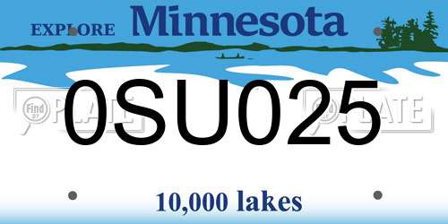 0SU025 Minnesota License Plate