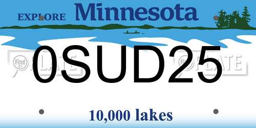 0SUD25 Minnesota License Plate