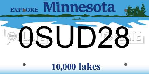 0SUD28 Minnesota License Plate