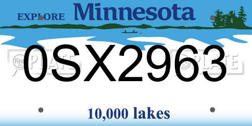 0SX2963 Minnesota License Plate