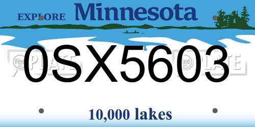 0SX5603 Minnesota License Plate