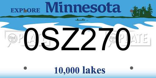 0SZ270 Minnesota License Plate