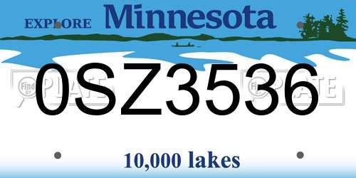 0SZ3536 Minnesota License Plate