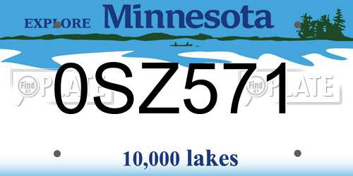 0SZ571 Minnesota License Plate