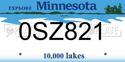 0SZ821 Minnesota License Plate