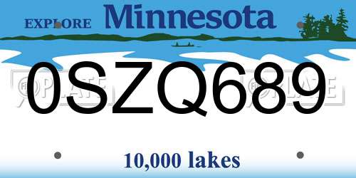 0SZQ689 Minnesota License Plate