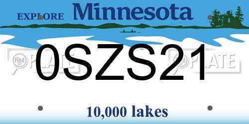 0SZS21 Minnesota License Plate