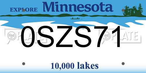 0SZS71 Minnesota License Plate
