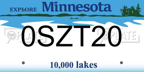 0SZT20 Minnesota License Plate