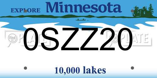 0SZZ20 Minnesota License Plate