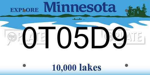 0T05D9 Minnesota License Plate