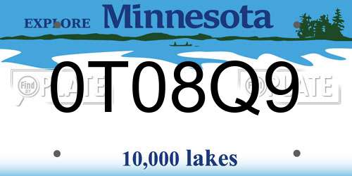 0T08Q9 Minnesota License Plate