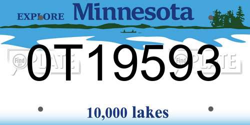 0T19593 Minnesota License Plate