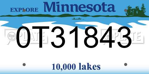 0T31843 Minnesota License Plate