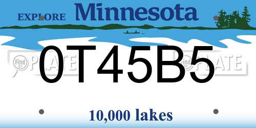 0T45B5 Minnesota License Plate