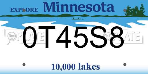 0T45S8 Minnesota License Plate