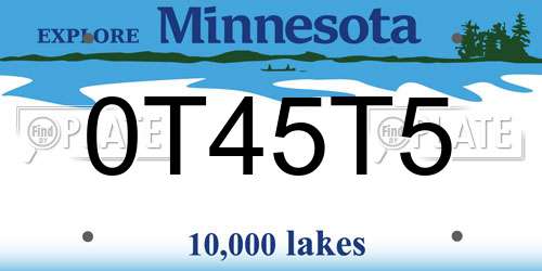 0T45T5 Minnesota License Plate