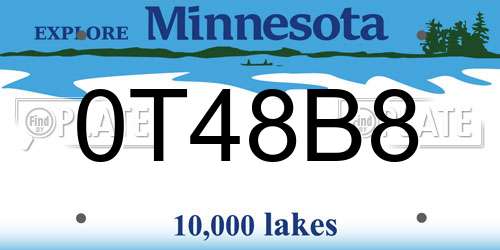 0T48B8 Minnesota License Plate