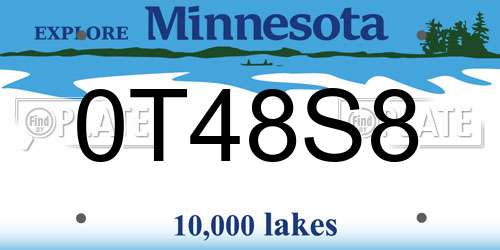 0T48S8 Minnesota License Plate