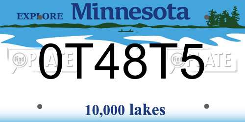 0T48T5 Minnesota License Plate