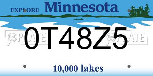 0T48Z5 Minnesota License Plate